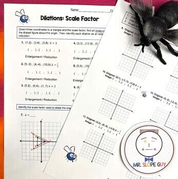 dilations scale factor worksheet mr slope guy